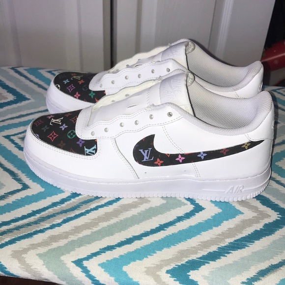 Rainbow LV Air Force 1 Custom  White nike shoes, Nike shoes air